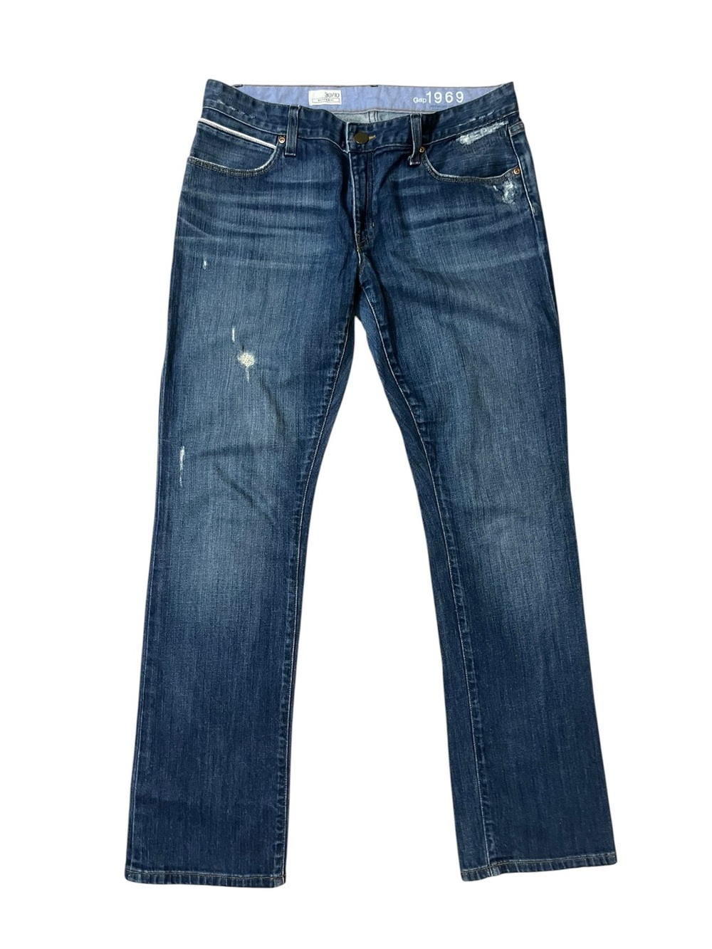 Gap 1969 Boyfriend Fit Distressed Blue Straight-Leg Jeans Sz 30/10